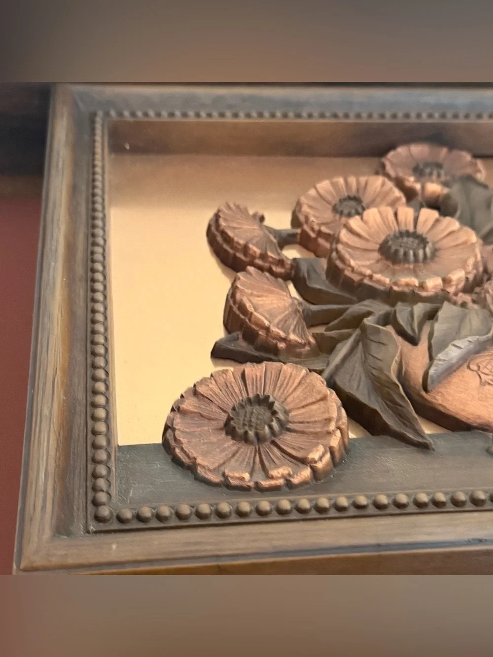 Vintage 70s Wall Hanging Teapot Daisies Coppercraft Guild 3D Faux Copper Kitchen